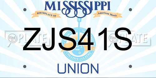 ZJS41S Mississippi License Plate