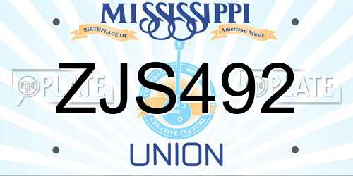 ZJS492 Mississippi License Plate