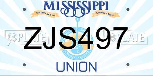 ZJS497 Mississippi License Plate