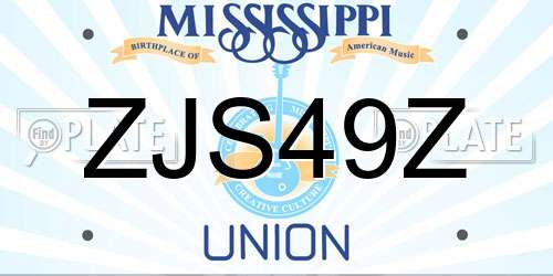 ZJS49Z Mississippi License Plate
