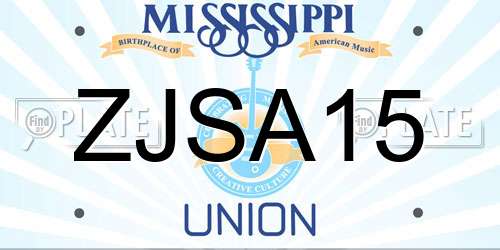 ZJSA15 Mississippi License Plate