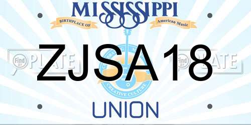 ZJSA18 Mississippi License Plate