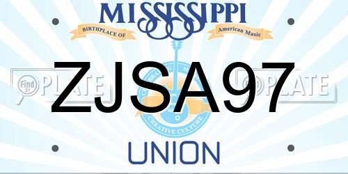 ZJSA97 Mississippi License Plate