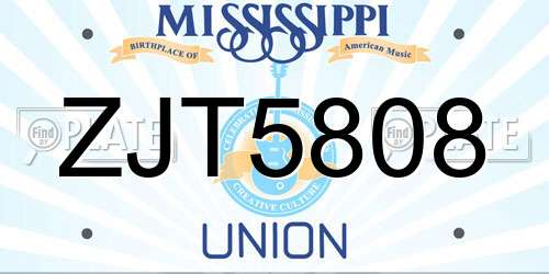 ZJT5808 Mississippi License Plate