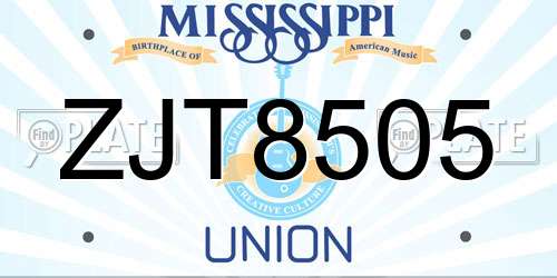 ZJT8505 Mississippi License Plate