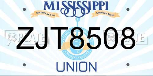 ZJT8508 Mississippi License Plate