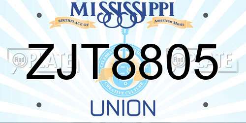 ZJT8805 Mississippi License Plate