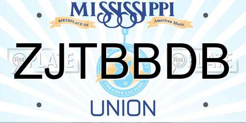 ZJTBBDB Mississippi License Plate