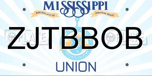 ZJTBBOB Mississippi License Plate
