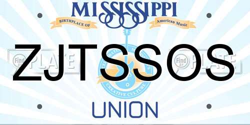 ZJTSSOS Mississippi License Plate