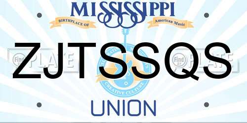 ZJTSSQS Mississippi License Plate