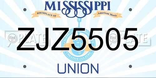 ZJZ5505 Mississippi License Plate