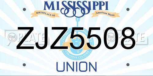ZJZ5508 Mississippi License Plate