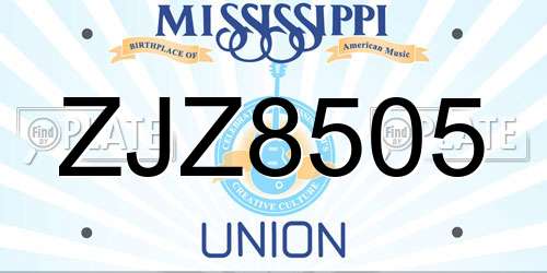 ZJZ8505 Mississippi License Plate