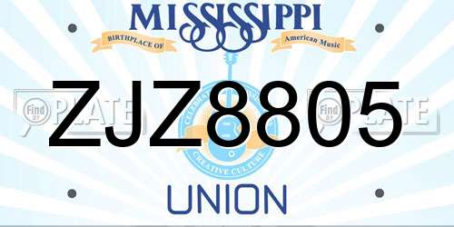 ZJZ8805 Mississippi License Plate
