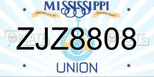 ZJZ8808 Mississippi License Plate