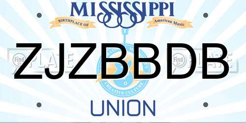 ZJZBBDB Mississippi License Plate