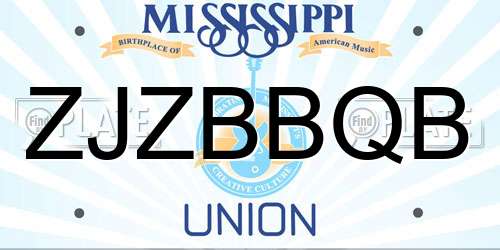 ZJZBBQB Mississippi License Plate
