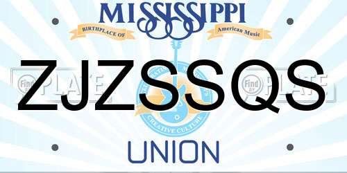 ZJZSSQS Mississippi License Plate