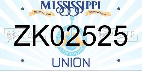 ZK02525 Mississippi License Plate