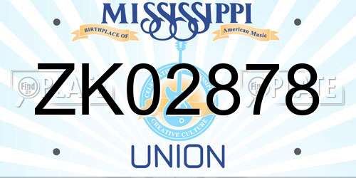 ZK02878 Mississippi License Plate