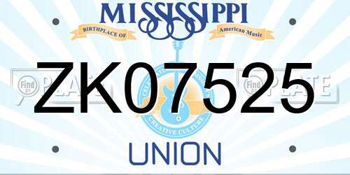 ZK07525 Mississippi License Plate
