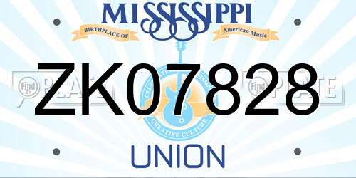 ZK07828 Mississippi License Plate