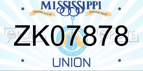 ZK07878 Mississippi License Plate
