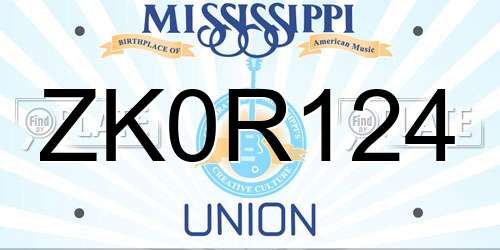 ZK0R124 Mississippi License Plate