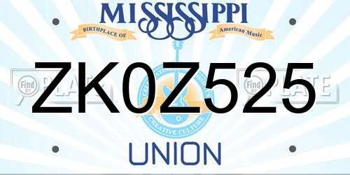 ZK0Z525 Mississippi License Plate