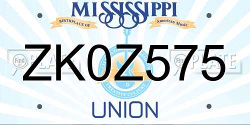 ZK0Z575 Mississippi License Plate