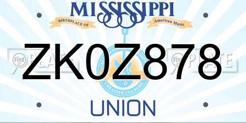 ZK0Z878 Mississippi License Plate