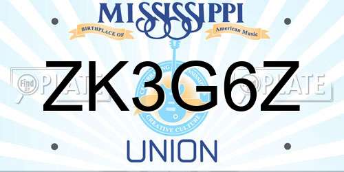 ZK3G6Z Mississippi License Plate