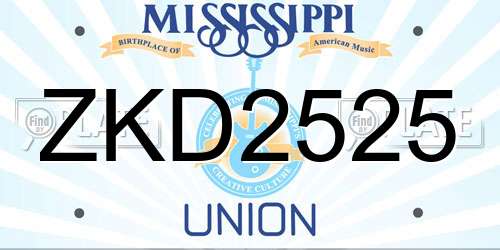 ZKD2525 Mississippi License Plate