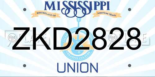 ZKD2828 Mississippi License Plate