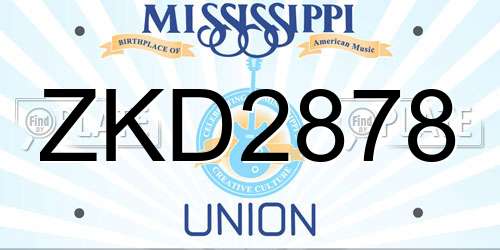 ZKD2878 Mississippi License Plate