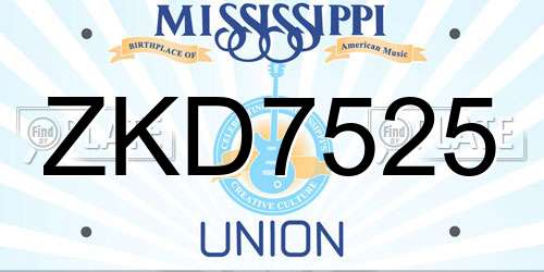 ZKD7525 Mississippi License Plate