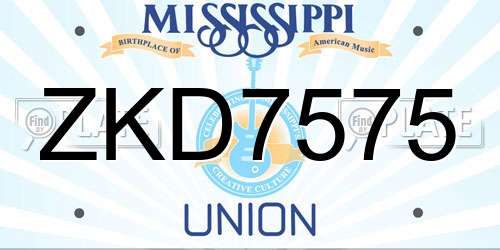 ZKD7575 Mississippi License Plate