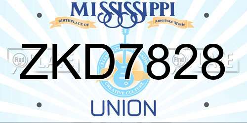 ZKD7828 Mississippi License Plate