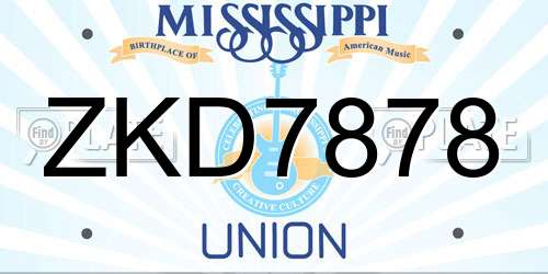 ZKD7878 Mississippi License Plate