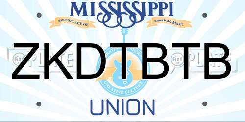 ZKDTBTB Mississippi License Plate