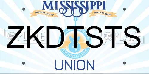 ZKDTSTS Mississippi License Plate