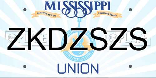 ZKDZSZS Mississippi License Plate