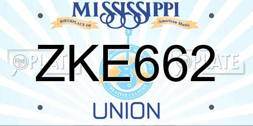 ZKE662 Mississippi License Plate