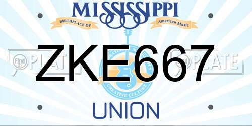 ZKE667 Mississippi License Plate