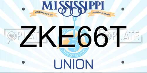 ZKE66T Mississippi License Plate