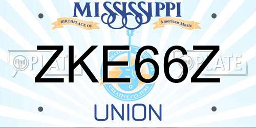 ZKE66Z Mississippi License Plate