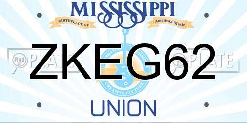 ZKEG62 Mississippi License Plate