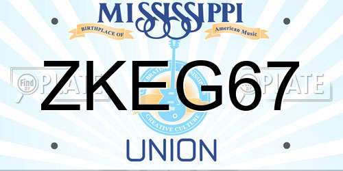 ZKEG67 Mississippi License Plate