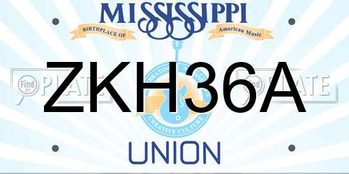 ZKH36A Mississippi License Plate